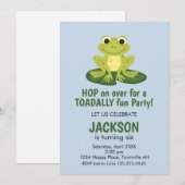 Verjaardagsuitnodiging met cute kikker kaart (Voorkant / Achterkant)