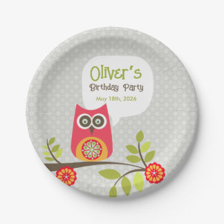 Verjaardagsuitnodiging met Cute Owl Woodland Papieren Bordje
