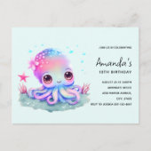 Verjaardagsuitnodiging met een afbeelding van een  briefkaart (Voorkant)