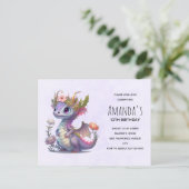 Verjaardagsuitnodiging met een charmante draak met briefkaart (Staand voorkant)