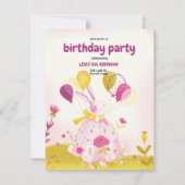 Verjaardagsuitnodiging met een konijn kaart (Voorkant)