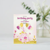 Verjaardagsuitnodiging met een konijn kaart (Staand voorkant)