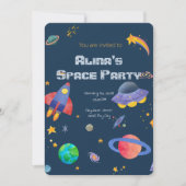 verjaardagsuitnodiging met een ruimtethema kaart (Voorkant)