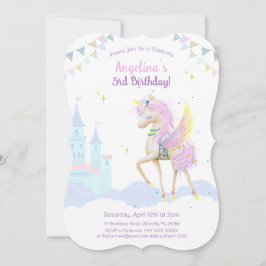 Verjaardagsuitnodiging met een schattige eenhoorn. kaart