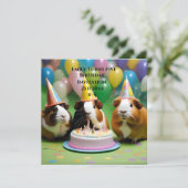 Verjaardagsuitnodiging met feestcavia's, save the date (Staand voorkant)