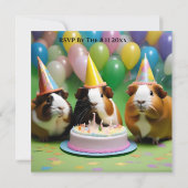 Verjaardagsuitnodiging met feestcavia's, save the date (Achterkant)