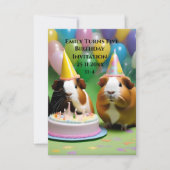 Verjaardagsuitnodiging met feestelijke cavia's, kaart (Voorkant)