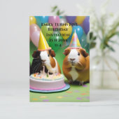 Verjaardagsuitnodiging met feestelijke cavia's, kaart (Staand voorkant)