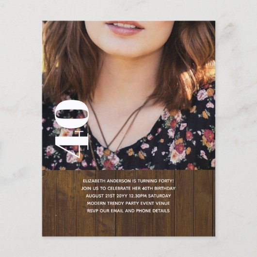 VERJAARDAGSUITNODIGING MET FOTO - Elke leeftijd 40 Flyer (Voorkant)