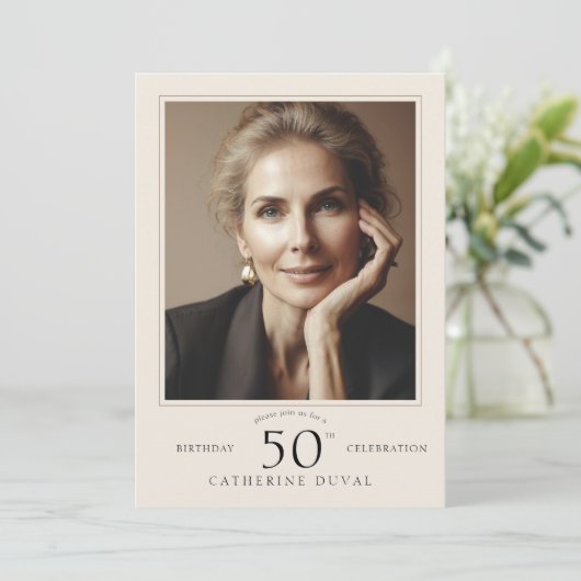 Verjaardagsuitnodiging met foto kaart (Staand voorkant)