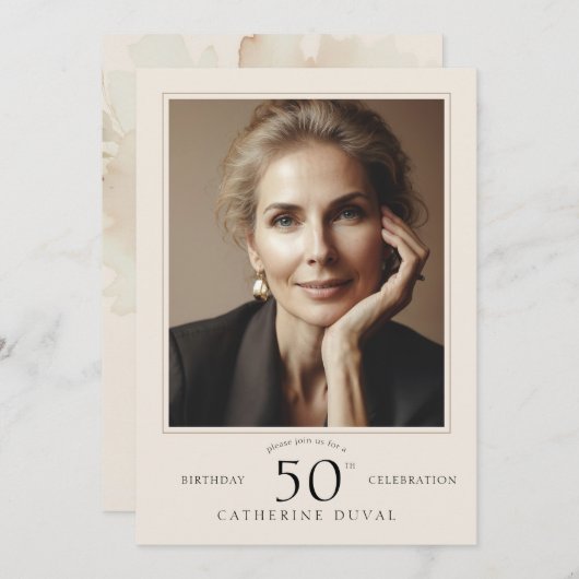 Verjaardagsuitnodiging met foto kaart (Voorkant / Achterkant)