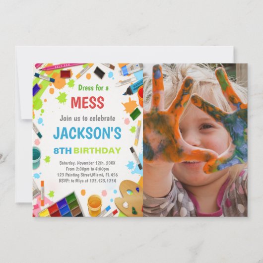 Verjaardagsuitnodiging met foto kaart (Voorkant)