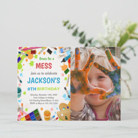 Verjaardagsuitnodiging met foto kaart (Staand voorkant)