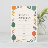 Verjaardagsuitnodiging met foto terug | Ballonnen Kaart (Staand voorkant)