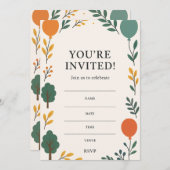 Verjaardagsuitnodiging met foto terug | Ballonnen Kaart (Voorkant / Achterkant)