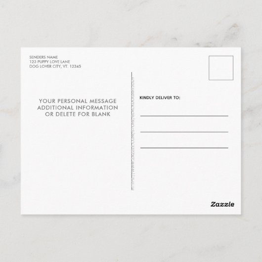 Verjaardagsuitnodiging met foto voor honden, perso briefkaart (Achterkant)