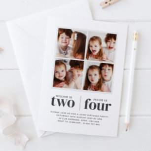 Verjaardagsuitnodiging met fotocollage kaart