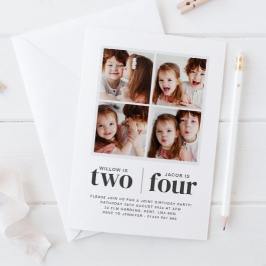 Verjaardagsuitnodiging met fotocollage kaart