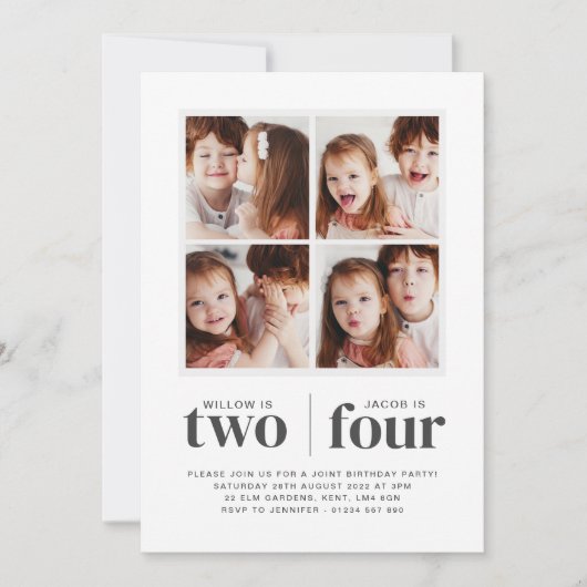 Verjaardagsuitnodiging met fotocollage voor gezame kaart (Voorkant)