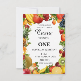 Verjaardagsuitnodiging met fruit Personalized Card Bedankkaart