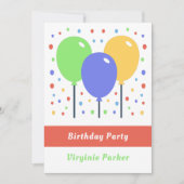 Verjaardagsuitnodiging met gekleurde ballonnen kaart (Voorkant)