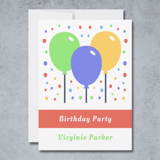 Verjaardagsuitnodiging met gekleurde ballonnen kaart