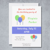 Verjaardagsuitnodiging met gekleurde ballonnen kaart