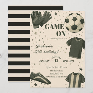 Verjaardagsuitnodiging met kindervoetbalthema kaart