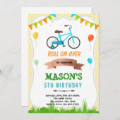 Verjaardagsuitnodiging met leuk fiets kaart (Voorkant / Achterkant)