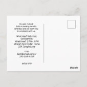 Verjaardagsuitnodiging met leuk jungle dier briefkaart (Achterkant)