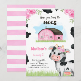 Verjaardagsuitnodiging met leuke koe kaart