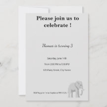 Verjaardagsuitnodiging met leuke olifant | Pastel