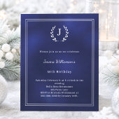 Verjaardagsuitnodiging met marineblauwe monogramkr