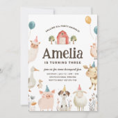 Verjaardagsuitnodiging met Mooie Boerderijdieren Kaart (Voorkant)