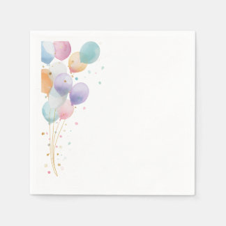 Verjaardagsuitnodiging met pastel ballonnen servet