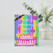 Verjaardagsuitnodiging met pastel hartjes op maat  briefkaart (Staand voorkant)