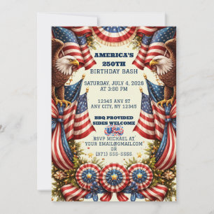 Verjaardagsuitnodiging met patriottische Amerikaan Feestdagenkaart