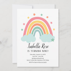 Verjaardagsuitnodiging met regenboog kaart