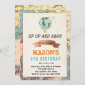 Verjaardagsuitnodiging met reis thema kaart (Voorkant / Achterkant)