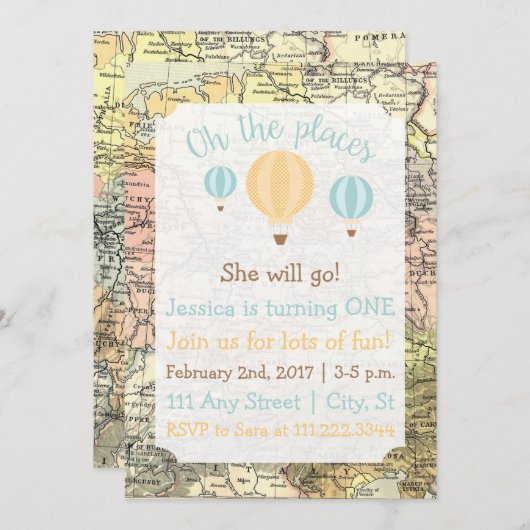 Verjaardagsuitnodiging met reisthema kaart