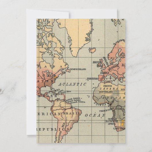 Verjaardagsuitnodiging met reisthema kaart (Achterkant)