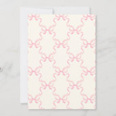 Verjaardagsuitnodiging met Roze Strik en Coquette  Kaart (Achterkant)