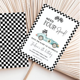 Verjaardagsuitnodiging met vier snelheden, 4e verj kaart