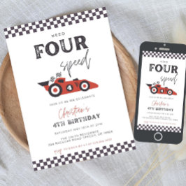 Verjaardagsuitnodiging met vier versnellingen nodi kaart