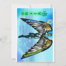Verjaardagsuitnodiging met Virgo-thema.