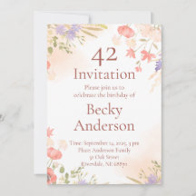 Verjaardagsuitnodiging met Waterverf Flowers