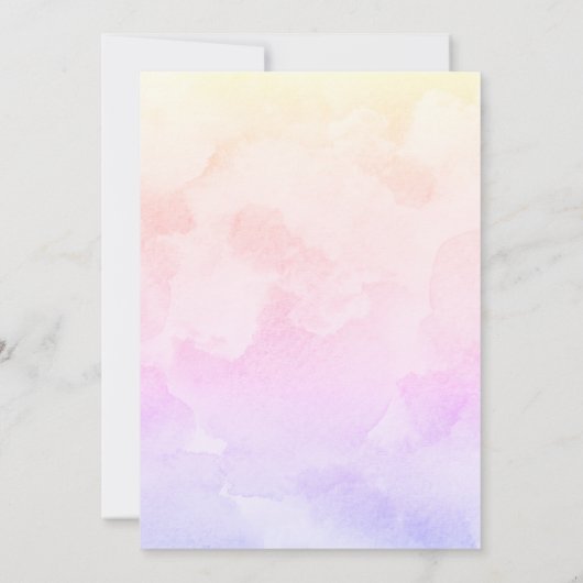 Verjaardagsuitnodiging met waterverf 'Schattig ond Kaart (Achterkant)