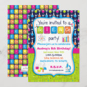 Verjaardagsuitnodiging met wetenschappelijk experi kaart (Voorkant / Achterkant)