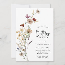 Verjaardagsuitnodiging met wilde bloemen kaart