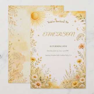 Verjaardagsuitnodiging met Zonneschijn | Boho Chic Kaart